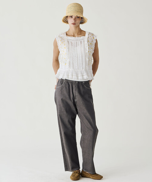 DANTON（ダントン）の「DANTON | カラーデニム イージーパンツ WOMEN（デニムパンツ・レディース・ブルー/ピンク系その他/アイボリー/インディゴブルー/チャコール・38/36）」の19枚目の写真