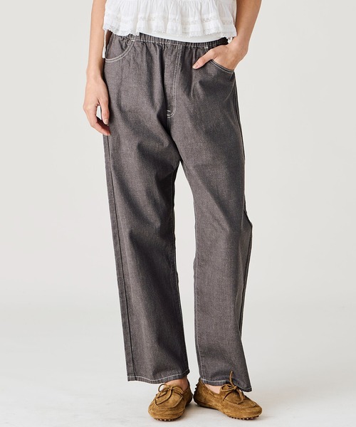 DANTON（ダントン）の「DANTON | カラーデニム イージーパンツ WOMEN（デニムパンツ・レディース・ブルー/ピンク系その他/アイボリー/インディゴブルー/チャコール・38/36）」の3枚目の写真