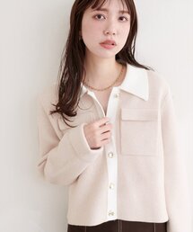 natural couture | 配色衿ニット羽織(カーディガン/ボレロ)