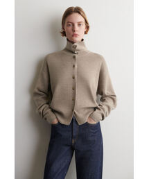 メリノウール ファンネルネック カーディガン