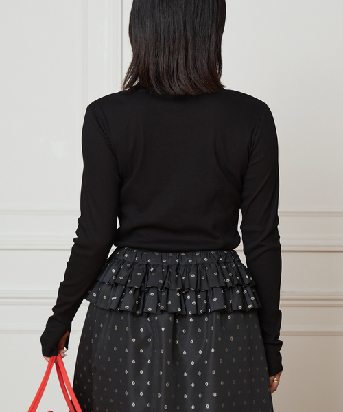 IENA LA BOUCLE（イエナラブークル）の「IENA LA BOUCLE コットンリブカーディガン（カーディガン/ボレロ・レディース・ブラック/ブラウン・FREE）」の3枚目の写真