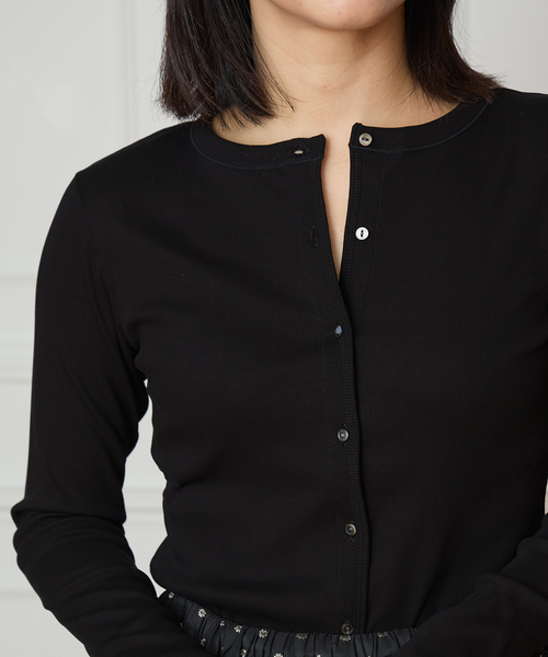 IENA LA BOUCLE（イエナラブークル）の「IENA LA BOUCLE コットンリブカーディガン（カーディガン/ボレロ・レディース・ブラック/ブラウン・FREE）」の5枚目の写真