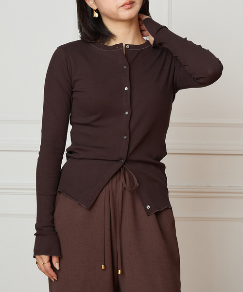 IENA LA BOUCLE（イエナラブークル）の「IENA LA BOUCLE コットンリブカーディガン（カーディガン/ボレロ・レディース・ブラック/ブラウン・FREE）」の10枚目の写真