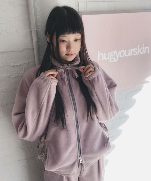 HUG YOUR SKIN(ハグユアスキン)の「ドローストリングフリースジップアップ(ピンク)(その他アウター・レディース・その他・FREE)」の3枚目の写真