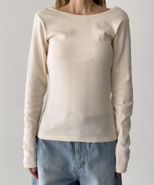 CANAL JEAN（キャナルジーン）の「Miller　背あきカップ付きロンT（Tシャツ/カットソー・レディース・アイボリー/ブラック/ブラウン系その他・ONE SIZE）」の12枚目の写真