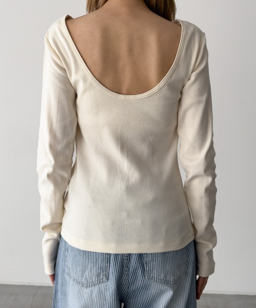 CANAL JEAN（キャナルジーン）の「Miller　背あきカップ付きロンT（Tシャツ/カットソー・レディース・アイボリー/ブラック/ブラウン系その他・ONE SIZE）」の14枚目の写真