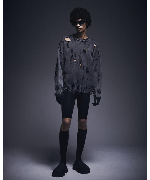 DANKE SCHON（ダンケシェーン）の「DankeSchon/ダンケシェーン/ACID WASH TENJIKU CREWNECK（ニット/セーター・レディース・ベージュ/ブラック・L/M）」の9枚目の写真