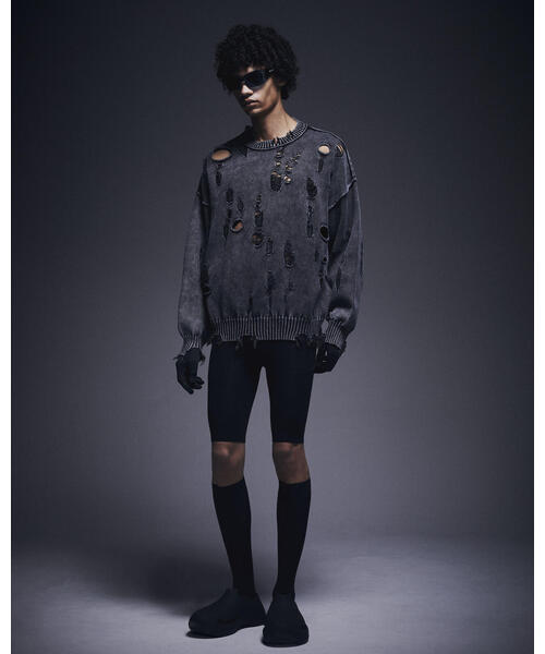 DANKE SCHON（ダンケシェーン）の「DankeSchon/ダンケシェーン/ACID WASH TENJIKU CREWNECK（ニット/セーター・レディース・ベージュ/ブラック・L/M）」の15枚目の写真