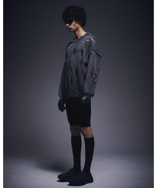 DANKE SCHON（ダンケシェーン）の「DankeSchon/ダンケシェーン/ACID WASH TENJIKU CREWNECK（ニット/セーター・レディース・ベージュ/ブラック・L/M）」の6枚目の写真