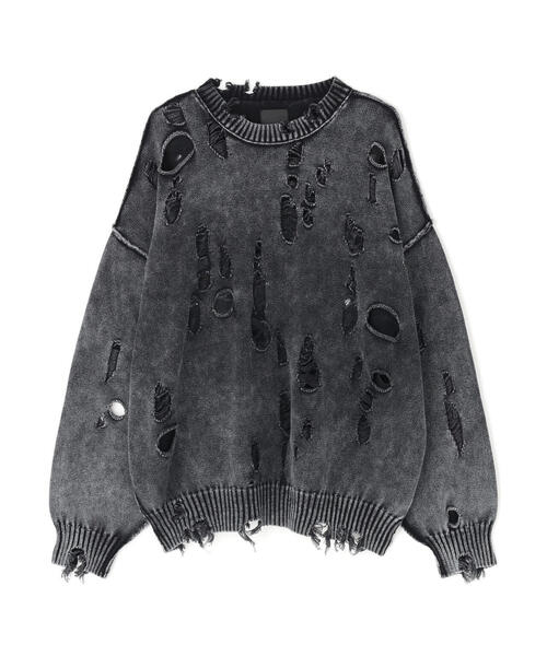 DANKE SCHON（ダンケシェーン）の「DankeSchon/ダンケシェーン/ACID WASH TENJIKU CREWNECK（ニット/セーター・レディース・ベージュ/ブラック・L/M）」の17枚目の写真