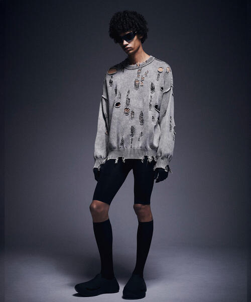 DANKE SCHON（ダンケシェーン）の「DankeSchon/ダンケシェーン/ACID WASH TENJIKU CREWNECK（ニット/セーター・レディース・ベージュ/ブラック・L/M）」の13枚目の写真