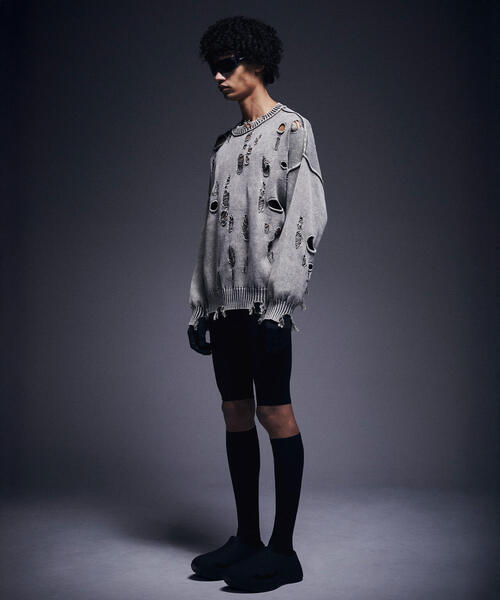 DANKE SCHON（ダンケシェーン）の「DankeSchon/ダンケシェーン/ACID WASH TENJIKU CREWNECK（ニット/セーター・レディース・ベージュ/ブラック・L/M）」の10枚目の写真