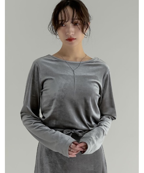 Re:EDIT(リエディ)の「ベロアバックオープントップス(Tシャツ/カットソー・レディース・ブラック/グレー/ピンク/ブラウン・MEDIUM/LARGE)」の10枚目の写真