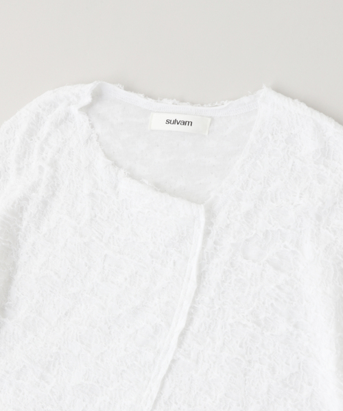 sulvam（サルバム）の「SULVAM ブロークンアシンメトリーT（Tシャツ/カットソー・メンズ・ブラック/ホワイト・MEDIUM）」の4枚目の写真