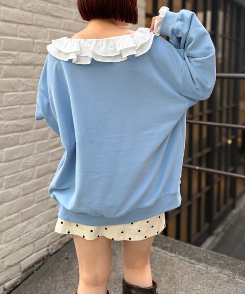 w closet（ダブルクローゼット）の「レースアップスウェット（Tシャツ/カットソー・レディース・オフホワイト/ブルー/グレー/ネイビー・FREE）」の22枚目の写真