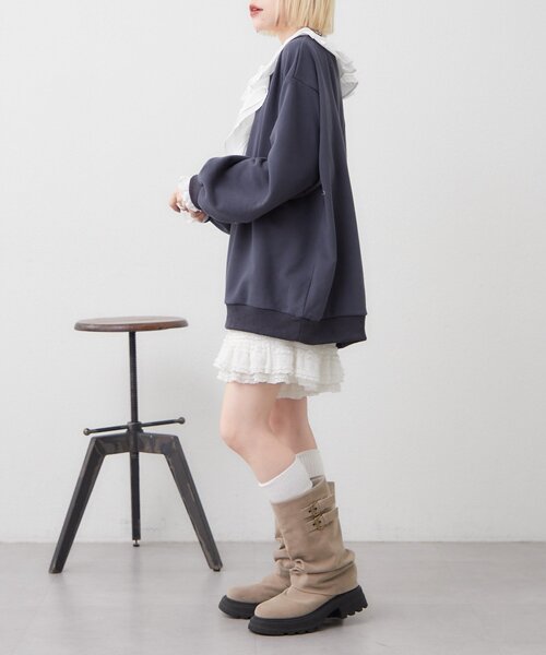 w closet（ダブルクローゼット）の「レースアップスウェット（Tシャツ/カットソー・レディース・オフホワイト/ブルー/グレー/ネイビー・FREE）」の19枚目の写真