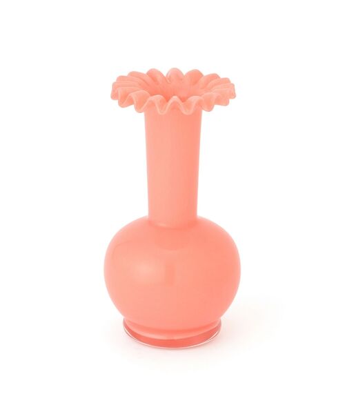 フランス製 花瓶 高さ28cm オレンジ ヴィンテージ オレンジガラス フラワーベース（H26cm）｜アンティーク