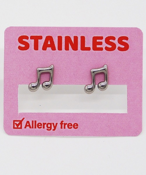 gargle（ガーグル）の「gargle ガーグル：STAINLESS ステンレスシリーズ　音符2　ミュージック　音楽　ピアス（ピアス（両耳用）・レディース・シルバー/ゴールド・FREE）」の4枚目の写真