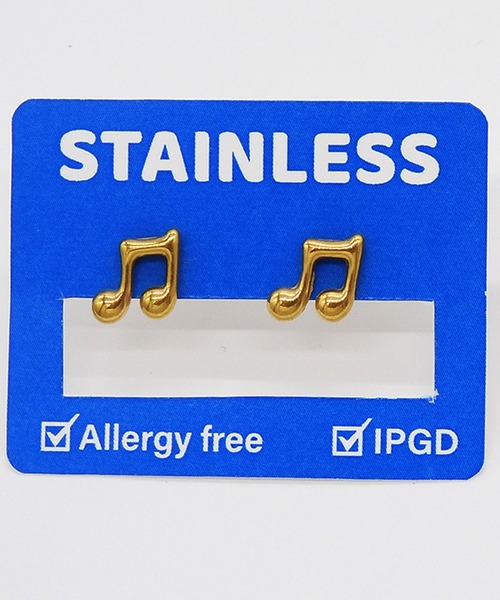 gargle（ガーグル）の「gargle ガーグル：STAINLESS ステンレスシリーズ　音符2　ミュージック　音楽　ピアス（ピアス（両耳用）・レディース・シルバー/ゴールド・FREE）」の5枚目の写真