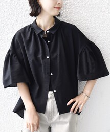 【WEB限定】〈手洗い可能〉サッカー ギャザー シャツ 羽織
