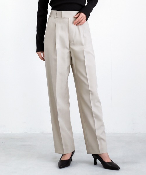 White Collection(ホワイトコレクション)の「【 美脚が叶う 】 ライトモククロス・センタープレスワイドストレートパンツ(その他パンツ・レディース・グレイッシュベージュ/グレー/ネイビー・L/M/S)」の3枚目の写真