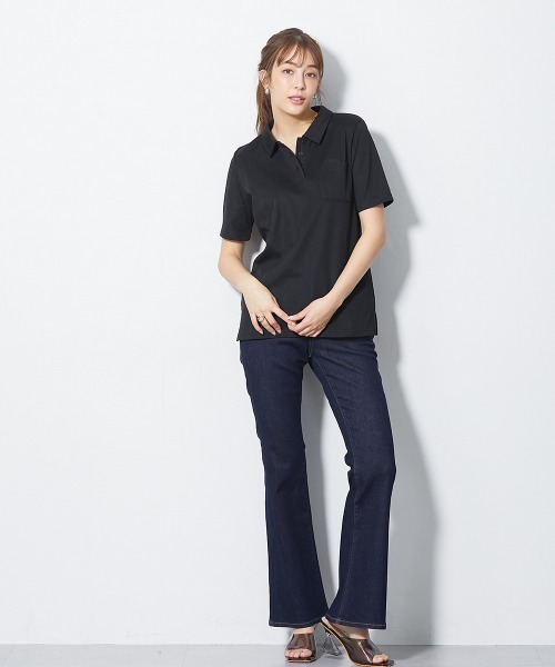 slattgir(スラットジール)の「高身長 ペン差し半袖ポロシャツ(吸汗速乾・UVカット)(トールサイズ)(ポロシャツ・レディース・ネイビー/ライトグレー/ブラック/オフホワイト・TL/TM/T5L/T4L/T3L/TLL)」の11枚目の写真