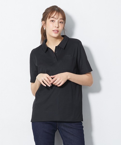 slattgir(スラットジール)の「高身長 ペン差し半袖ポロシャツ(吸汗速乾・UVカット)(トールサイズ)(ポロシャツ・レディース・ネイビー/ライトグレー/ブラック/オフホワイト・TL/TM/T5L/T4L/T3L/TLL)」の8枚目の写真