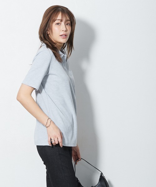 slattgir(スラットジール)の「高身長 ペン差し半袖ポロシャツ(吸汗速乾・UVカット)(トールサイズ)(ポロシャツ・レディース・ネイビー/ライトグレー/ブラック/オフホワイト・TL/TM/T5L/T4L/T3L/TLL)」の12枚目の写真