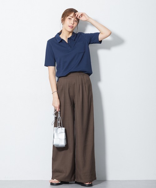 slattgir(スラットジール)の「高身長 ペン差し半袖ポロシャツ(吸汗速乾・UVカット)(トールサイズ)(ポロシャツ・レディース・ネイビー/ライトグレー/ブラック/オフホワイト・TL/TM/T5L/T4L/T3L/TLL)」の20枚目の写真