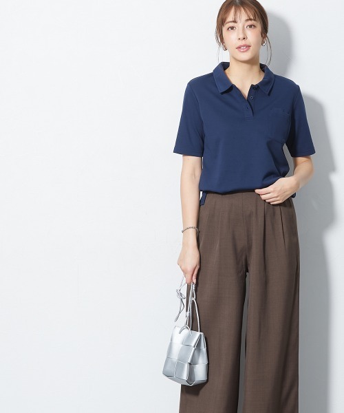 slattgir(スラットジール)の「高身長 ペン差し半袖ポロシャツ(吸汗速乾・UVカット)(トールサイズ)(ポロシャツ・レディース・ネイビー/ライトグレー/ブラック/オフホワイト・TL/TM/T5L/T4L/T3L/TLL)」の21枚目の写真