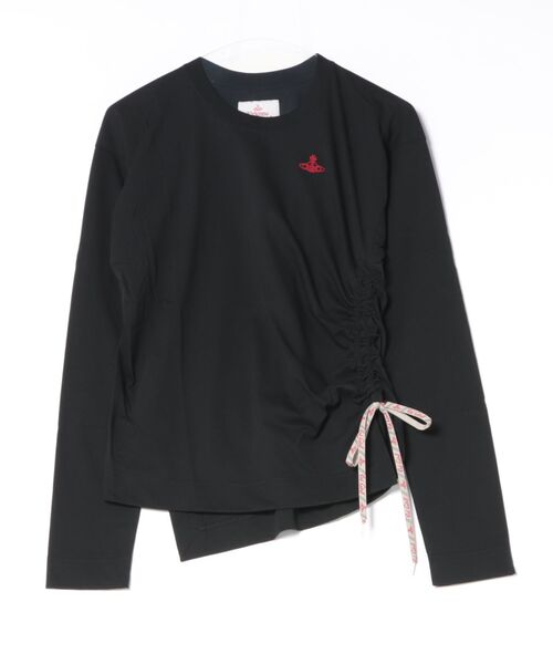 オーガニックドライ天竺ドローストリングギャザーLSトップ（Tシャツ