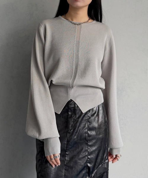 &g'aime（アンジェム）の「【&ｇ'aime 】シアーラインニット　Sheer Line Knit（ニット/セーター・レディース・ブルー/グレー/ブラック・FREE）」の3枚目の写真