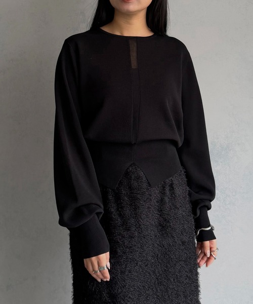 &g'aime（アンジェム）の「【&ｇ'aime 】シアーラインニット　Sheer Line Knit（ニット/セーター・レディース・ブルー/グレー/ブラック・FREE）」の6枚目の写真