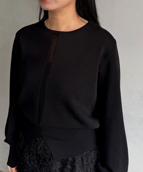 &g'aime（アンジェム）の「【&ｇ'aime 】シアーラインニット　Sheer Line Knit（ニット/セーター・レディース・ブルー/グレー/ブラック・FREE）」の7枚目の写真