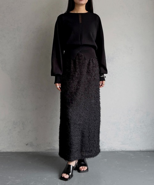 &g'aime（アンジェム）の「【&ｇ'aime 】シアーラインニット　Sheer Line Knit（ニット/セーター・レディース・ブルー/グレー/ブラック・FREE）」の12枚目の写真