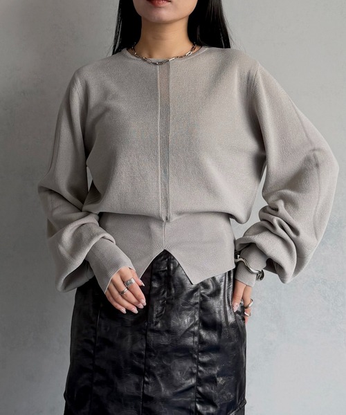 &g'aime（アンジェム）の「【&ｇ'aime 】シアーラインニット　Sheer Line Knit（ニット/セーター・レディース・ブルー/グレー/ブラック・FREE）」の16枚目の写真