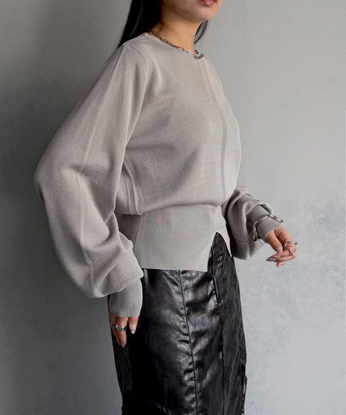 &g'aime（アンジェム）の「【&ｇ'aime 】シアーラインニット　Sheer Line Knit（ニット/セーター・レディース・ブルー/グレー/ブラック・FREE）」の20枚目の写真