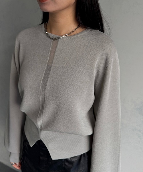 &g'aime（アンジェム）の「【&ｇ'aime 】シアーラインニット　Sheer Line Knit（ニット/セーター・レディース・ブルー/グレー/ブラック・FREE）」の18枚目の写真