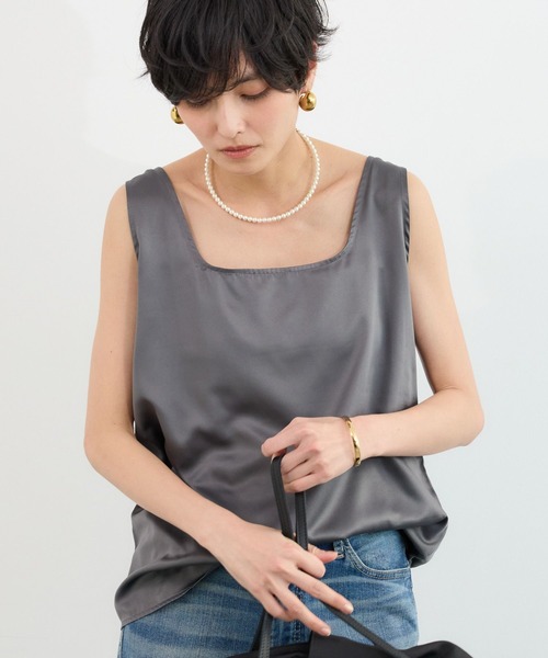 BARNYARDSTORM（バンヤードストーム）の「BARNYARDSTORM / サテンタンク / ハンドウォッシャブル（タンクトップ・レディース・チャコールグレー/ホワイト系その他・FREE）」の12枚目の写真