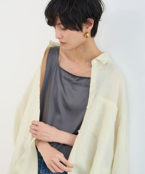 BARNYARDSTORM（バンヤードストーム）の「BARNYARDSTORM / サテンタンク / ハンドウォッシャブル（タンクトップ・レディース・チャコールグレー/ホワイト系その他・FREE）」の17枚目の写真