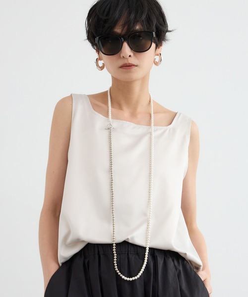 BARNYARDSTORM（バンヤードストーム）の「BARNYARDSTORM / サテンタンク / ハンドウォッシャブル（タンクトップ・レディース・チャコールグレー/ホワイト系その他・FREE）」の3枚目の写真