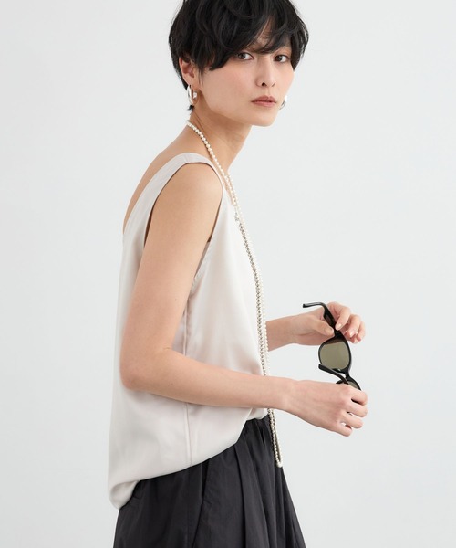 BARNYARDSTORM（バンヤードストーム）の「BARNYARDSTORM / サテンタンク / ハンドウォッシャブル（タンクトップ・レディース・チャコールグレー/ホワイト系その他・FREE）」の5枚目の写真