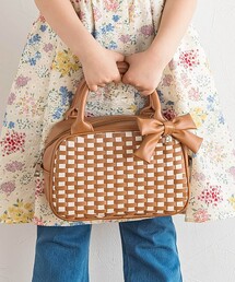 BeBe | レザー調編み込みリボンチャーム付きミニボストン(ショルダーバッグ)