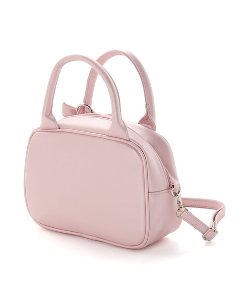 BeBe（ベベ）の「レザー調編み込みリボンチャーム付きミニボストン（ショルダーバッグ・キッズ・キャメル/ピンク・FREE）」の10枚目の写真