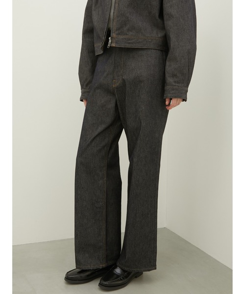 LA PEAU DE GEM（ラポドゥジェム）の「【LA PEAU DE GEM】high waist straight denim pants/ハイウエストストレートデニムパンツ（デニムパンツ・レディース・ブルー・SMALL/MEDIUM）」の2枚目の写真