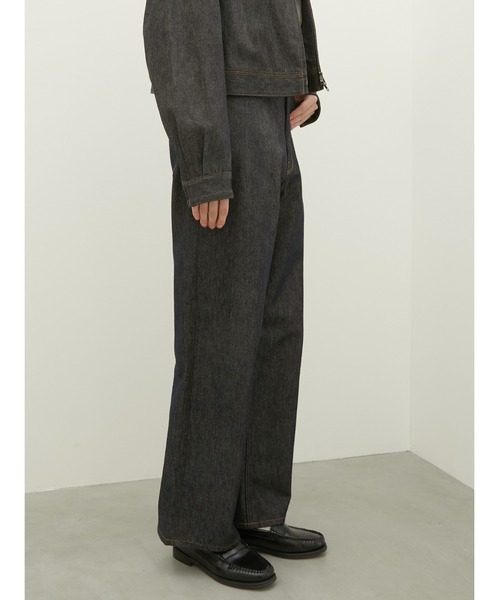 LA PEAU DE GEM（ラポドゥジェム）の「【LA PEAU DE GEM】high waist straight denim pants/ハイウエストストレートデニムパンツ（デニムパンツ・レディース・ブルー・SMALL/MEDIUM）」の3枚目の写真