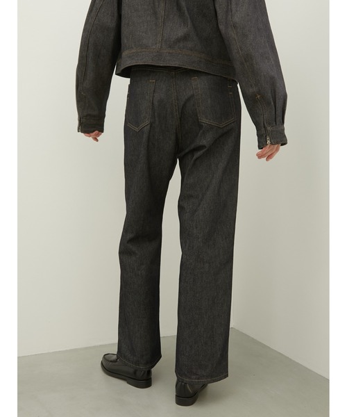 LA PEAU DE GEM（ラポドゥジェム）の「【LA PEAU DE GEM】high waist straight denim pants/ハイウエストストレートデニムパンツ（デニムパンツ・レディース・ブルー・SMALL/MEDIUM）」の4枚目の写真