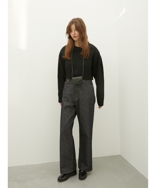 LA PEAU DE GEM（ラポドゥジェム）の「【LA PEAU DE GEM】high waist straight denim pants/ハイウエストストレートデニムパンツ（デニムパンツ・レディース・ブルー・SMALL/MEDIUM）」の8枚目の写真