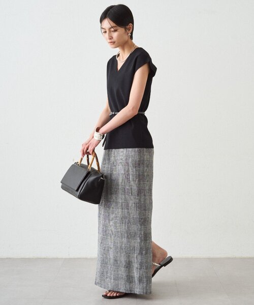 LOUNGEDRESS(ラウンジドレス)の「チェックリネンマキシスカート(スカート・レディース・ブラック・MEDIUM/SMALL)」の3枚目の写真