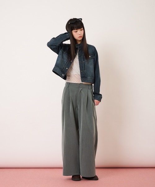 hazyl(ヘイジル)の「2 tuck straight wide slacks / ツータックストレートワイドスラックス(その他パンツ・レディース・グレー系その他/ベージュ・MEDIUM/SMALL)」の4枚目の写真